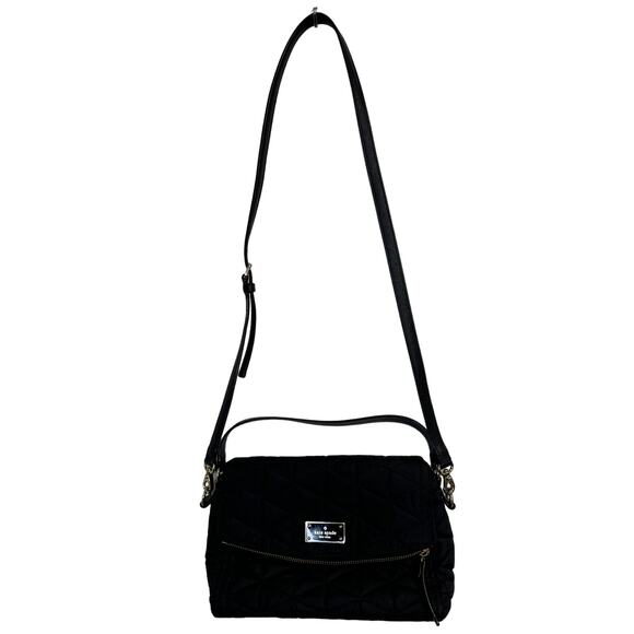 Kate Spade Black Polyester  Quilted Shoulder Crossbody‎ Bag Purse Designer - Picture 1 of 7